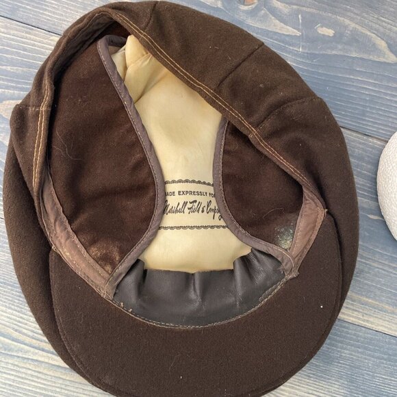 Vintage Marshall Field Brown Snap Rim Newsboy Cabby Hat - SIZE M (HT3) - Picture 7 of 8